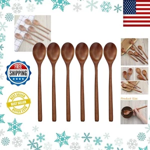 Cucharas de madera, 6 cucharas de sopa de madera de 9 pulgadas para comer, me... - Imagen 1 de 8