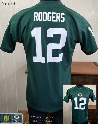 Camiseta deportiva del equipo juvenil Green Bay Packers Rodgers #12 talla XL 18/20 Foto 1 de 4