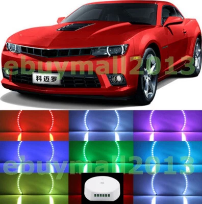 BT App Control RGB Halo Ring Demon Devil Angel Eye For Chevy Camaro Flash DRL - Image 1 of 4