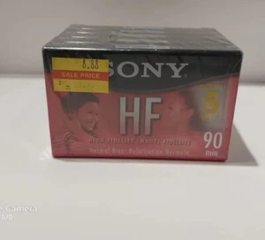 5 Pack SONY HF 90 Normal Bias Blank Cassette tapes - 90min NEW FACTORY SEALED . - Picture 1 of 4