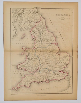 Antique Engraved Map BRITANNIA, Long's Atlas, Hand Colored 1858 - Image 1 of 4