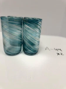 4 vasos de bebida Mikasa Swirl azules sin tallo soplados a mano 6 pulgadas nuevos en caja - Imagen 1 de 8