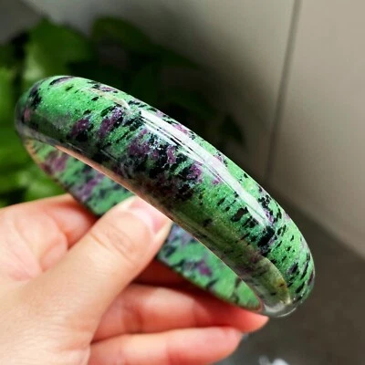 70mm Natural Red Green Ruby Gemstone Quartz Crystal Bangle uv Color change - Image 1 of 4