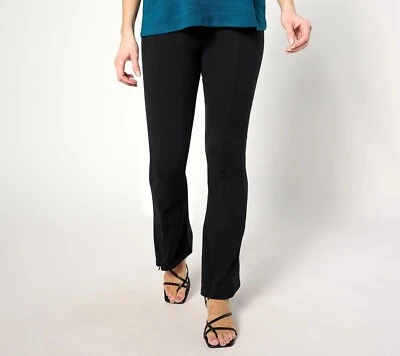NWT WOMEN WITH CONTROL PETITE COTTON JERSEY PANTS W/ ZIPPER DETAIL, BLACK, SMALL - Изображение 1 из 3