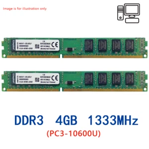 Kingston 4GB DDR3 1333MHz PC3-10600U CL9 KVR1333D3N9/4G Desktop Intel Memory RAM - Picture 1 of 6