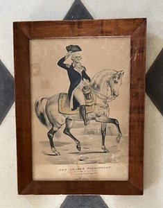 Antique Currier Lithograph, General George Washington on Horseback Raised Hat - Picture 1 of 3