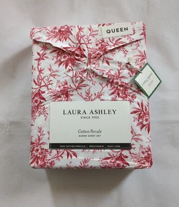 Laura Ashley Queen Bettwäsche Set Garten Blumen Rot 4tlg Baumwolle Landhaus Landhaus Neu - Bild 1 von 6