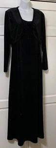 KAREN KANE Black Velvet Sleeveless Maxi Dress & Long Sleeve Shrug w/Sparkles M - Picture 1 of 17