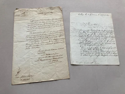 [EMPIRE NAPOLEON] Rare lettre autographe du Baron DE LAPLANE et réponse. 1809 - Photo 1/4