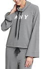 DKNY Sport Funnel-Neck Top; Grey/White (Small)