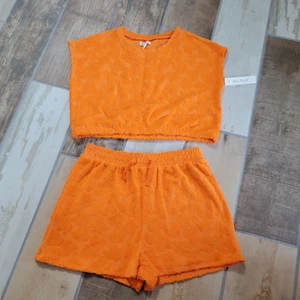 NWT Kate Mack Girl's Terry 2 Pc. Shorts Set Sz.12 NEW Tangerine - Picture 1 of 2