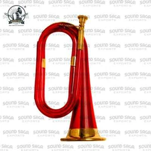 Solid Brass Bugle| US Military Cavalry Horn | Musical Instrument Red Antique - Picture 1 of 6