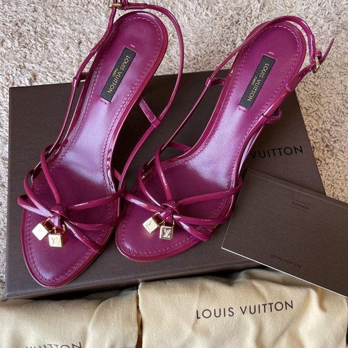 LOUIS VUITTON TRAINER LOUIS VUITTON LV logo charm tacco sandali mules décolleté scarpe donna EU 37 viola