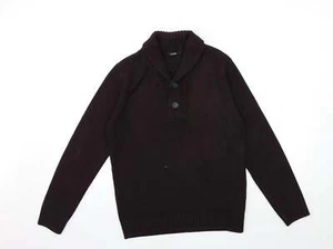 George Mens Brown V-Neck Acrylic Blend Jumper Size S - Picture 1 of 12