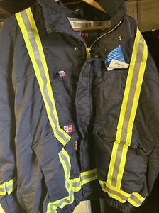 Big Bill FR 2XL-Nay Flame Resistant Parka Navy Westex Ultrasoft 2xl CAT 4 - Picture 1 of 5