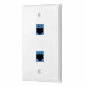 Ethernet Wall Plate 2x CAT6 2-Port Single Gang Keystone Network Female to Female - Afbeelding 1 van 2