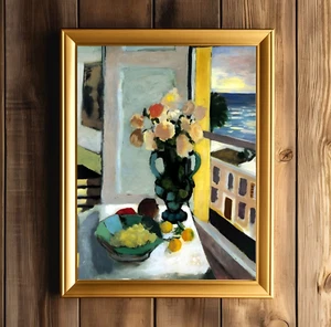 Flowers in Front of Window Abstract Painting Museum-Quality Print Henri Matisse - Picture 1 of 3