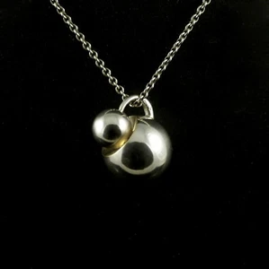 Georg Jensen Silver Pendant # 509 CAVE with 18k Gold - Picture 1 of 5