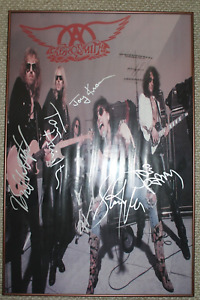 AEROSMITH AUTOGRAPHED FULL SIZE POSTER of COMPLETE / ENTIRE BAND signed by ALL 5