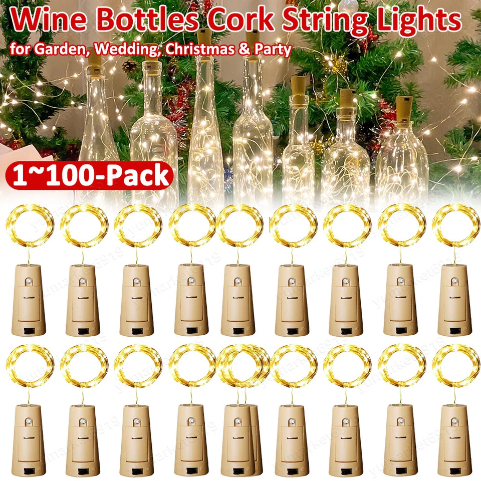 Lote de 20 LEDs de luces para botellas de vino con corcho que funcionan con pilas en forma de corcho para fiestas Foto 1 de 4