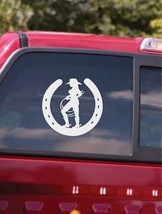 Cowgirl & Horseshoe Window Sticker decal Horse Truck Car Sticker Decal - Picture 1 of 1