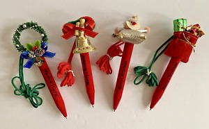 Ensemble vintage joyeux Noël/4 colliers stylos velours rouge rare