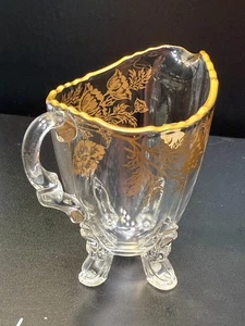 Silver City 22k Gold Overlay Footed Creamer pitcher gold plated lead crystal - Picture 1 of 5