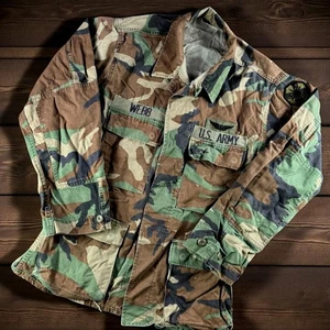 Vintage US Army Woodland Camo BDU Jacket Men M SDC Combat MIL-C-44048 Gulf War - Picture 1 of 11