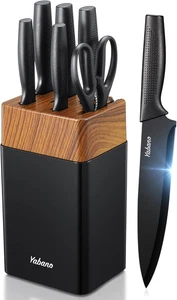 Set Coltelli Da Cucina 7 Pezzi Con Ceppo in Plastica E Affilatore Integrato, Lam - Foto 1 di 12