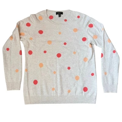 Charter Club Cashmere Sweater Size Medium Quiet Luxury Polka Dot 100% Beige Pink - Image 1 of 4