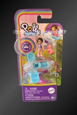 Polly Pocket Metal, Blue Clear Airplane mini doll pink Pet dog Free Shipping  - Image 1 of 3