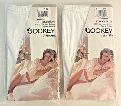 Vintage 1992 JOCKEY For HER String Bikini Underwear Size 6 NEW Sealed Lot - Image 1 of 4