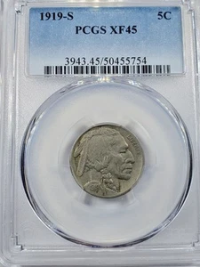 1919-S BUFFALO NICKEL PCGS XF45 - Picture 1 of 4