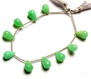 Natural Chrysoprase Gemstone 12x8 mm Size Smooth Drop Shape Beads 5.5" Strand - Picture 1 of 5