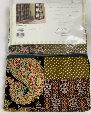 全新 复古 Waverly Cloisonne 被子布浴帘 72x72 — 第 1/4 张图片