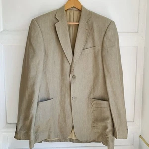 Howick Pure Linen Blazer Mens 42 L Stone Beige Luxury Tailored Jacket - Picture 1 of 13