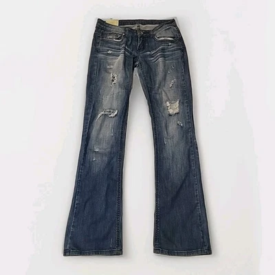 Machine Distressed Jeans Womens Size 28 X 33 Blue Stretch Denim DMP-8323 - Image 1 of 4