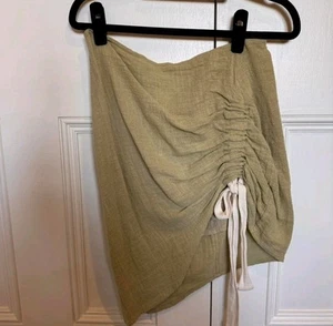 Zulu & Zephyr Tidal Skirt RRP $150 Linen Side Tie Mini Asymmetrical Size 12 - Picture 1 of 3