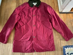 L.L. BEAN Blanket Lined Canvas Barn Chore Maroon Button Men's Jacket Coat - Sz M - Picture 1 of 6