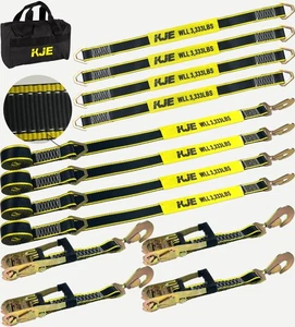 Heavy Duty Car Trailer Tie Down Straps with Reflective - (4) 2" x 10' Ratchet... - Bild 1 von 5