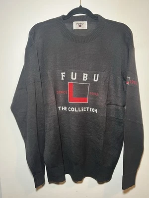 FUBU grey and red sweater made in USA long sleeve made in italy size M - Image 1 of 4