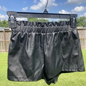 Love Daisy Black Paper Bag Waist Pleather Shorts Girls Small GUC - Picture 1 of 4