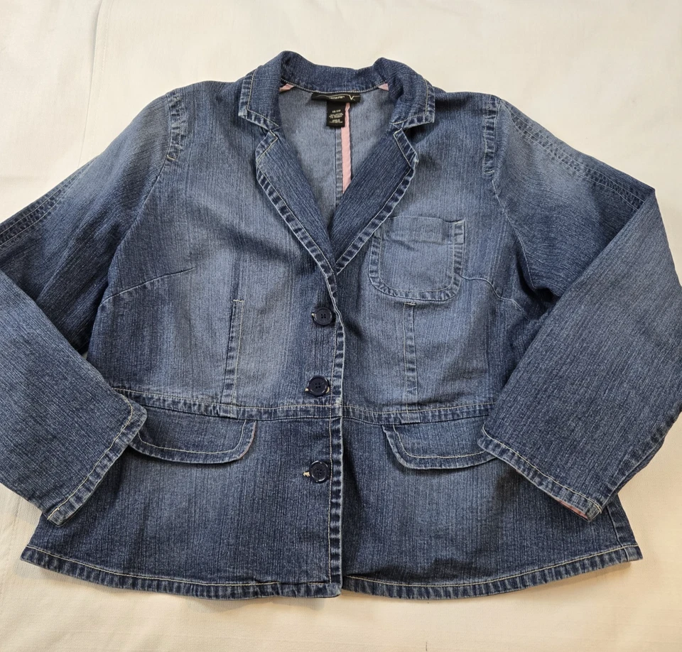 Chaqueta de Colección Venezia Para Mujer Y2K Cuello Abotonado Corto Denim Dobladillo Acampanado 18/20 Foto 1 de 4