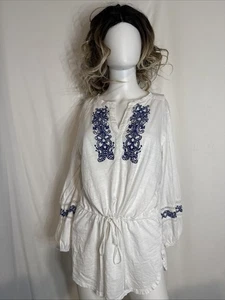 Lauren Ralph Lauren Women's Sz L Shirt Blouse Peasant  Hippie Boho Embroidered - Picture 1 of 7