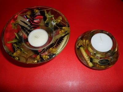 2x Gilde Dreamlight Traumlicht Glas Teelichthalter Gräser Herbstmotiv - Bild 1 von 4