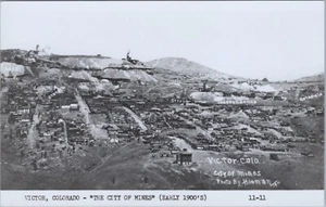 Foto postal real de colección Victor, Colorado City of Mines RPPC reimpresión vintage - Imagen 1 de 2