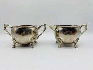 Vintage Sahne Kännchen und Zuckerdose versilbert 14cm x 8cm - Bild 1 von 5