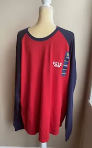 Polo Ralph Lauren Mens Waffle Knit Long Sleeve Tshirt Sz 2XL Thermal Red Blue - Picture 1 of 5