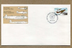 CANADA FDC, 1980-11-10 Military Aircraft 35¢ Hawker Huricane. ISSUE STAMP - Picture 1 of 2