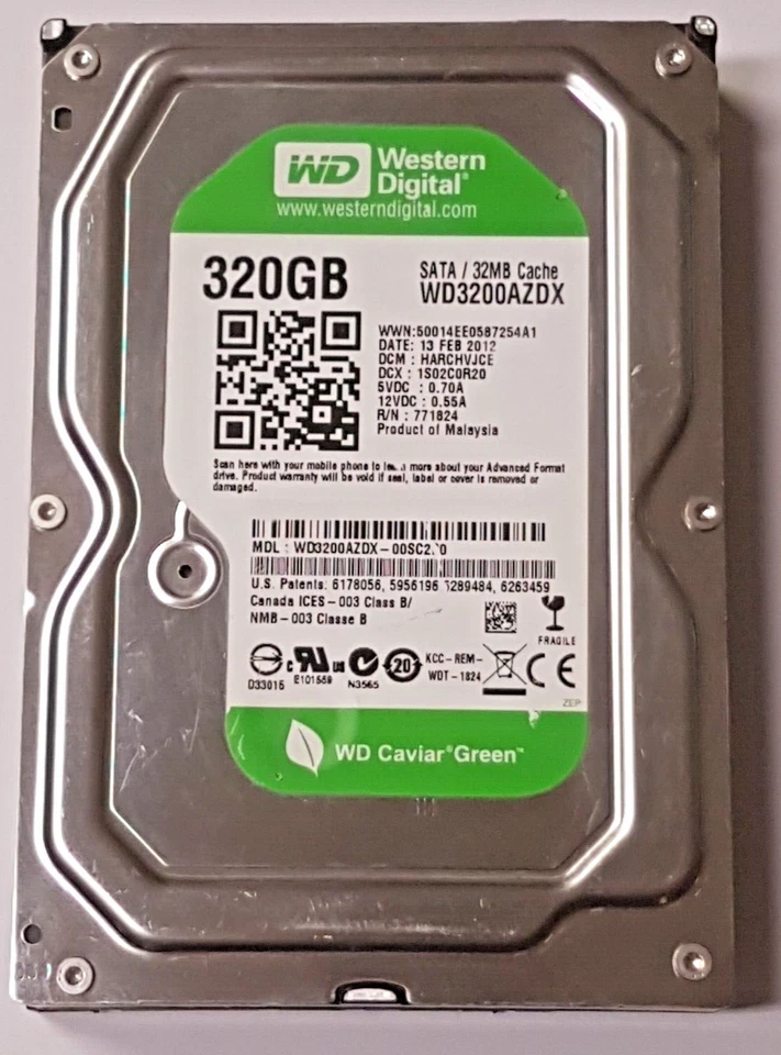 320 GB SATA Western Digital WD3200AZDX-00SC2B0 5400RPM 32MB HDD 3.5" Hard Drive - Image 1 of 1